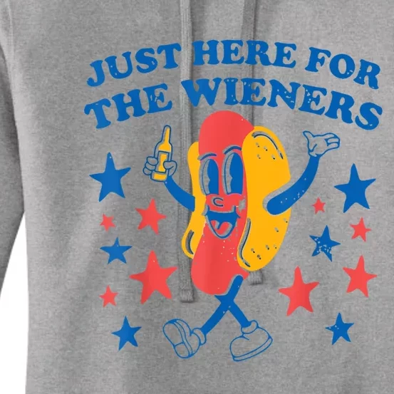 Hot Dog Im Just Here For The Wieners 4Th Of July Women's Pullover Hoodie