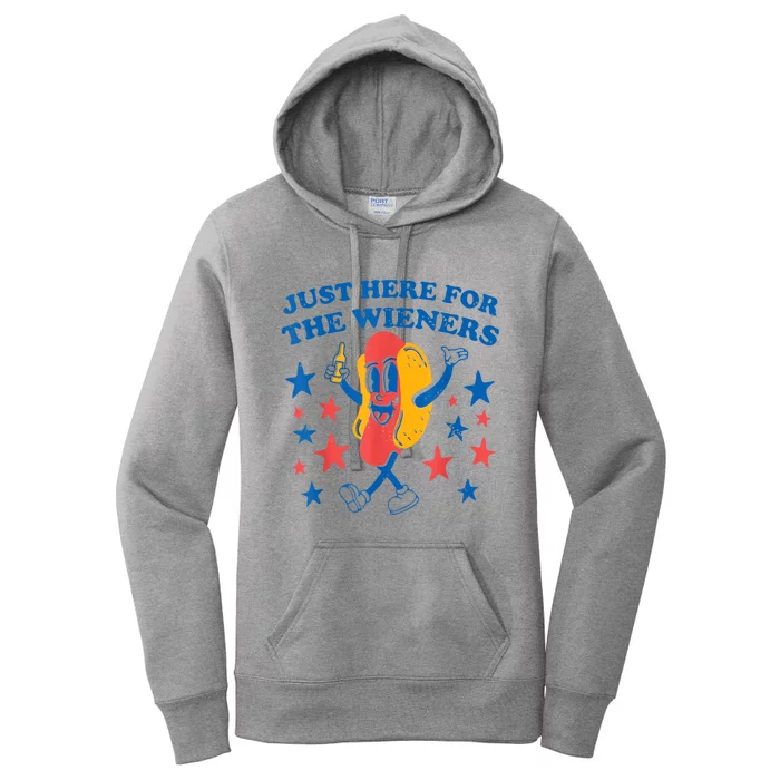 Hot Dog Im Just Here For The Wieners 4Th Of July Women's Pullover Hoodie