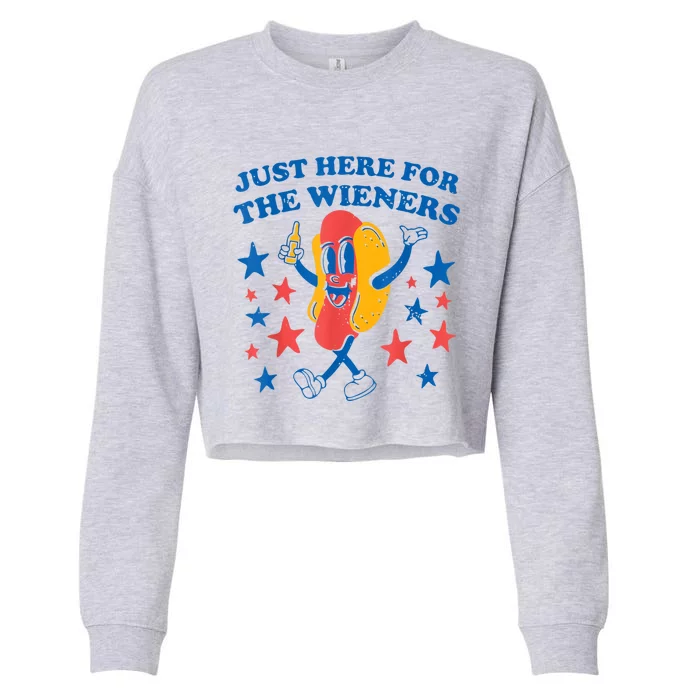 Hot Dog Im Just Here For The Wieners 4Th Of July Cropped Pullover Crew