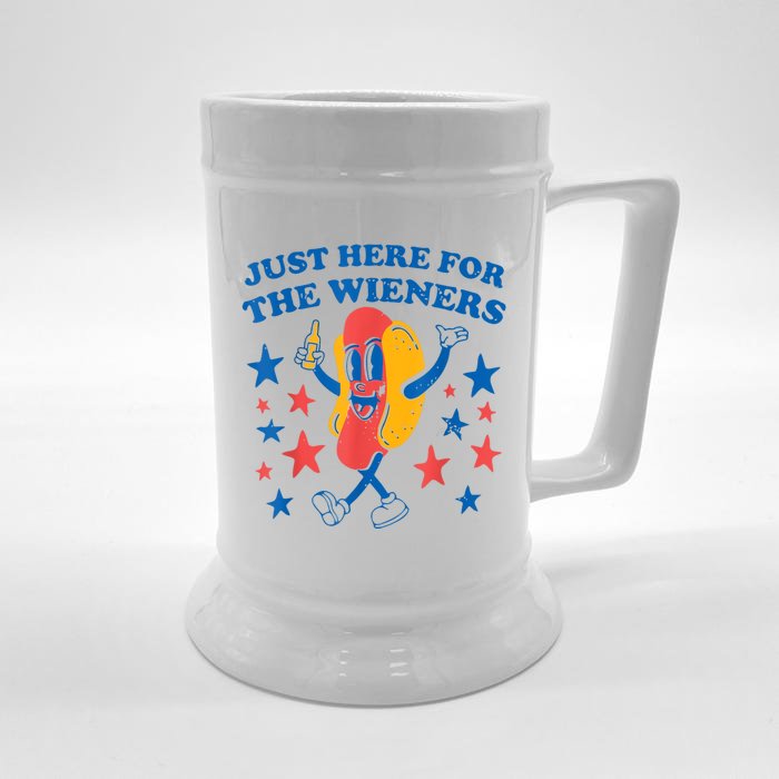 Hot Dog Im Just Here For The Wieners 4Th Of July Front & Back Beer Stein