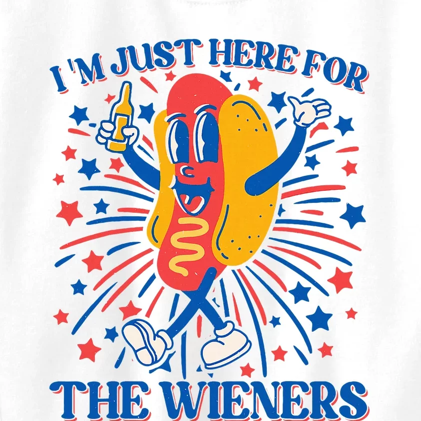 Hot Dog IM Just Here For The Wieners 4th Of July Kids Sweatshirt