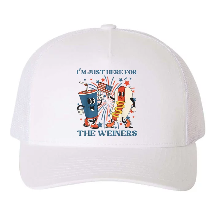 Hot Dog Im Just Here For The Wieners 4Th Of July Yupoong Adult 5-Panel Trucker Hat