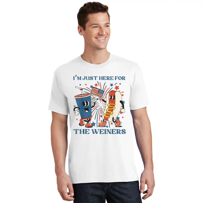 Hot Dog Im Just Here For The Wieners 4Th Of July T-Shirt