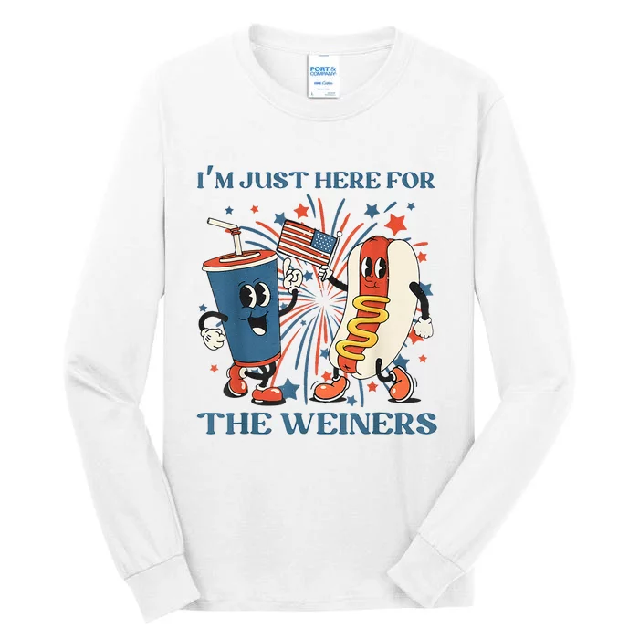 Hot Dog Im Just Here For The Wieners 4Th Of July Tall Long Sleeve T-Shirt