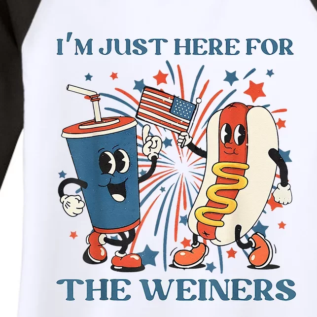 Hot Dog Im Just Here For The Wieners 4Th Of July Women's Tri-Blend 3/4-Sleeve Raglan Shirt