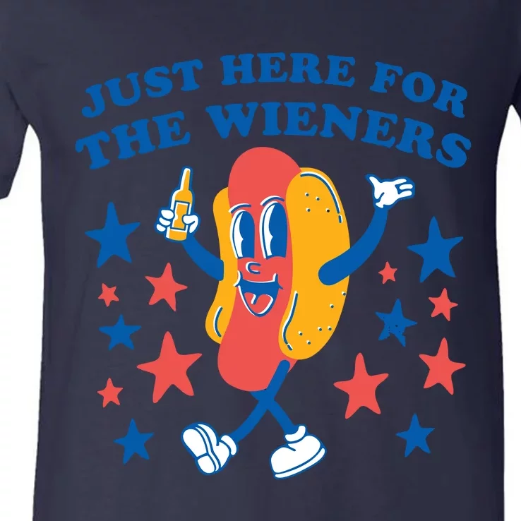 Hot Dog IM Just Here For The Wieners 4th Of July V-Neck T-Shirt