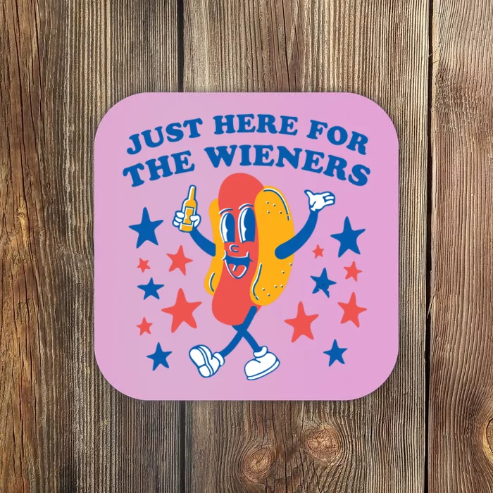 Hot Dog IM Just Here For The Wieners 4th Of July Coaster