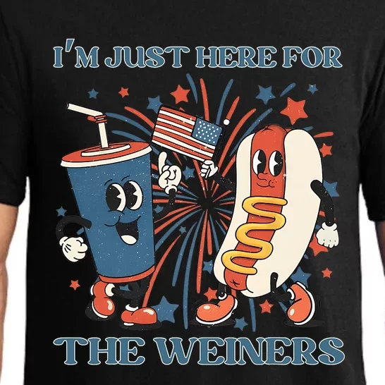 Hot Dog Im Just Here For The Wieners 4Th Of July Pajama Set