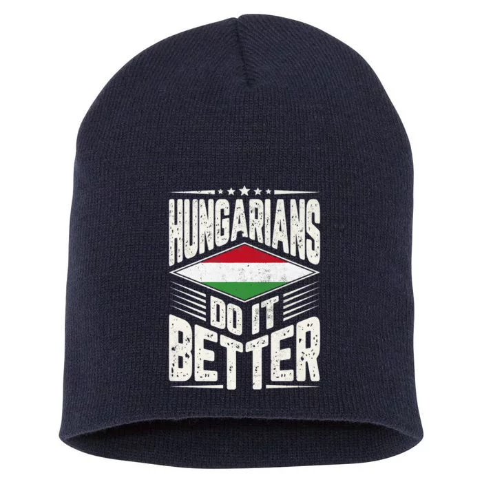 Hungarians Do It Better Vintage Hungarian Flag Premium Short Acrylic Beanie