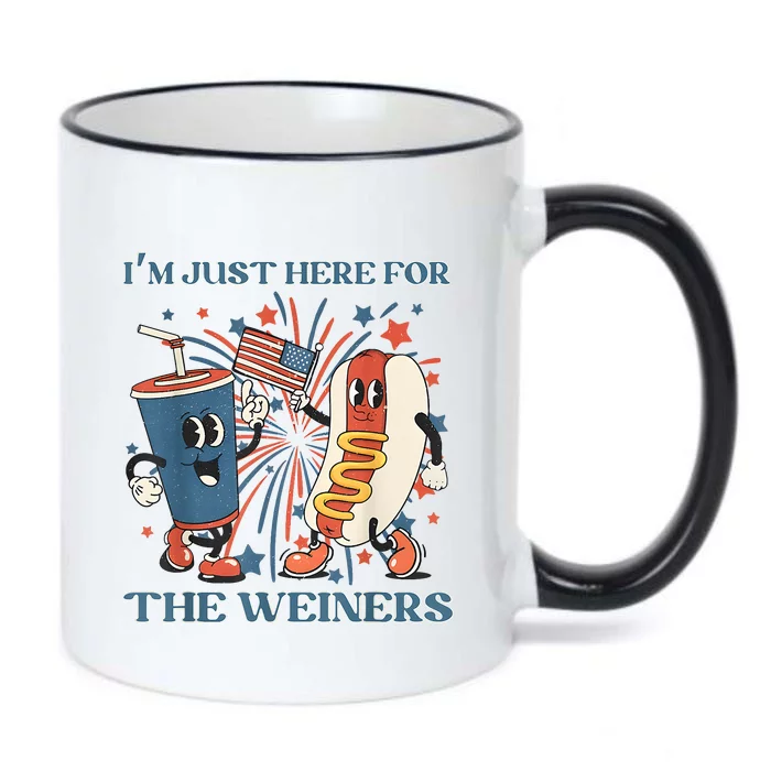 Hot Dog Im Just Here For The Wieners 4Th Of July Black Color Changing Mug