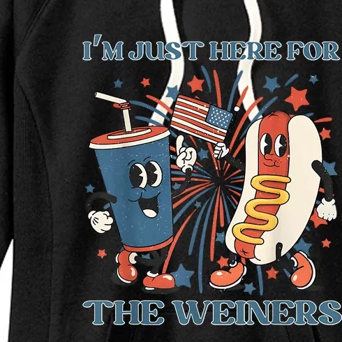 Hot Dog Im Just Here For The Wieners 4Th Of July Women's Fleece Hoodie