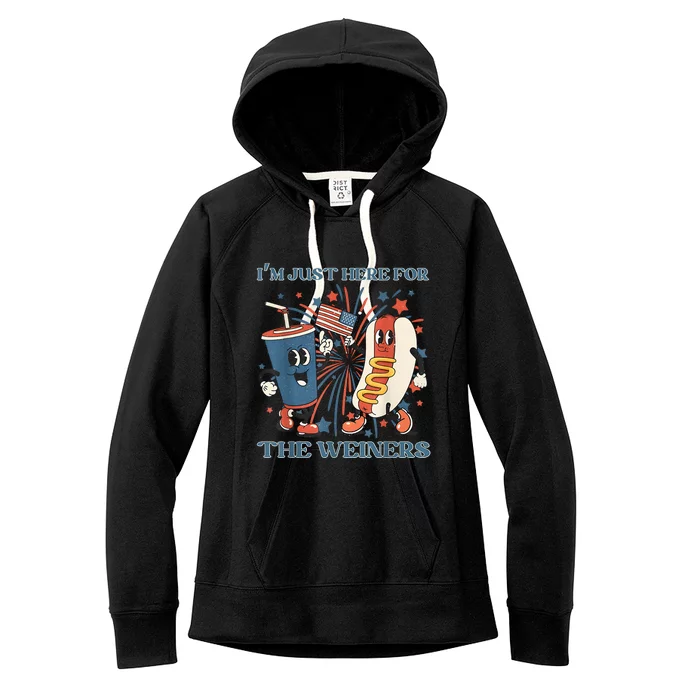 Hot Dog Im Just Here For The Wieners 4Th Of July Women's Fleece Hoodie