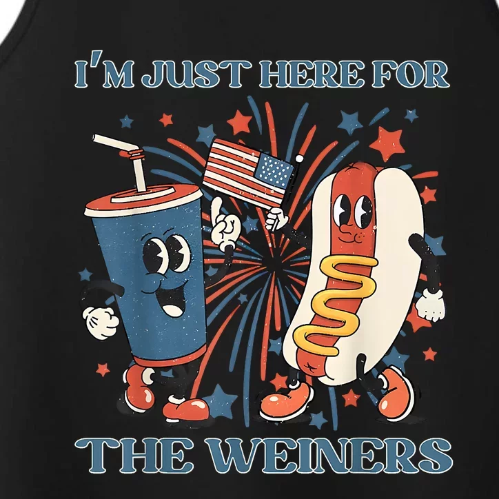 Hot Dog Im Just Here For The Wieners 4Th Of July Performance Tank