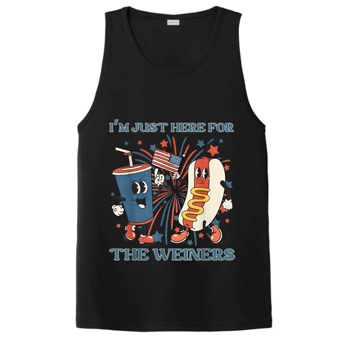 Hot Dog Im Just Here For The Wieners 4Th Of July Performance Tank