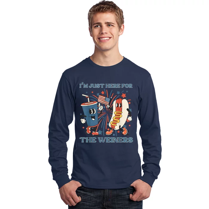 Hot Dog Im Just Here For The Wieners 4Th Of July Long Sleeve Shirt