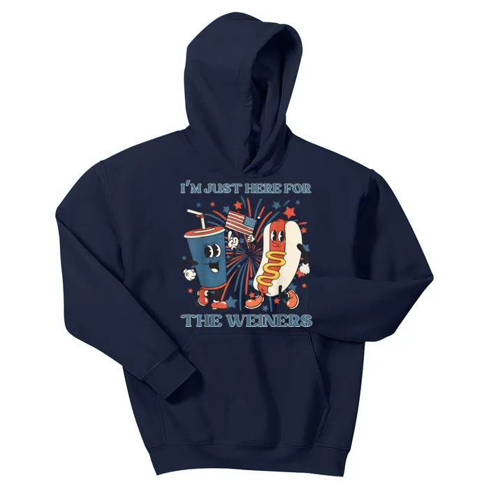 Hot Dog Im Just Here For The Wieners 4Th Of July Kids Hoodie