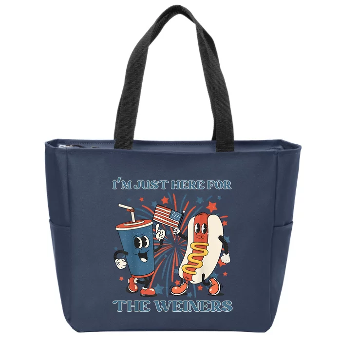 Hot Dog Im Just Here For The Wieners 4Th Of July Zip Tote Bag