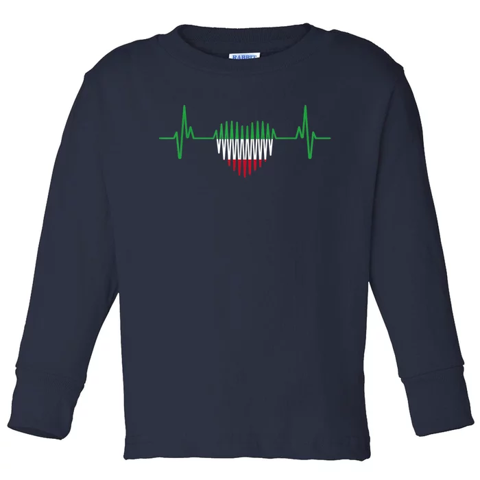 Heartbeat Design Iranian Flag Iran Toddler Long Sleeve Shirt