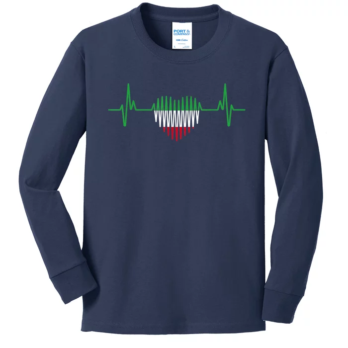 Heartbeat Design Iranian Flag Iran Kids Long Sleeve Shirt