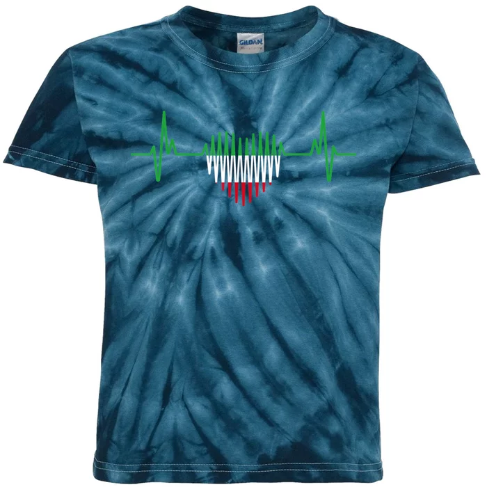 Heartbeat Design Iranian Flag Iran Kids Tie-Dye T-Shirt