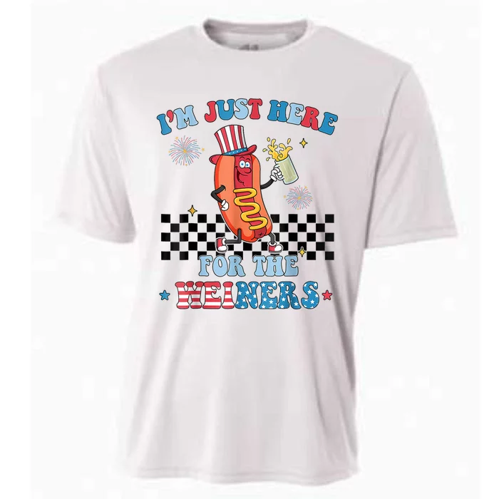 Hot Dog Im Just Here For The Wieners 4Th Of July Cooling Performance Crew T-Shirt