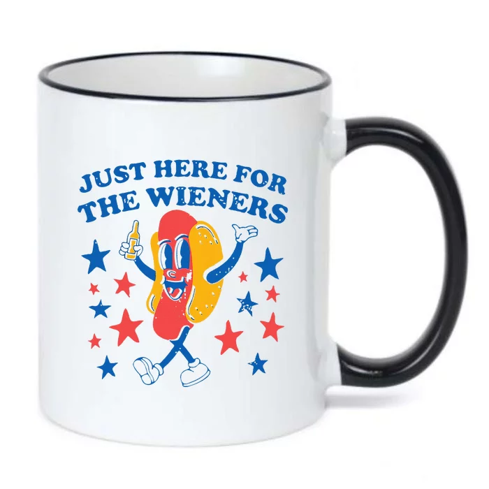 Hot Dog Im Just Here For The Wieners 4Th Of July Black Color Changing Mug