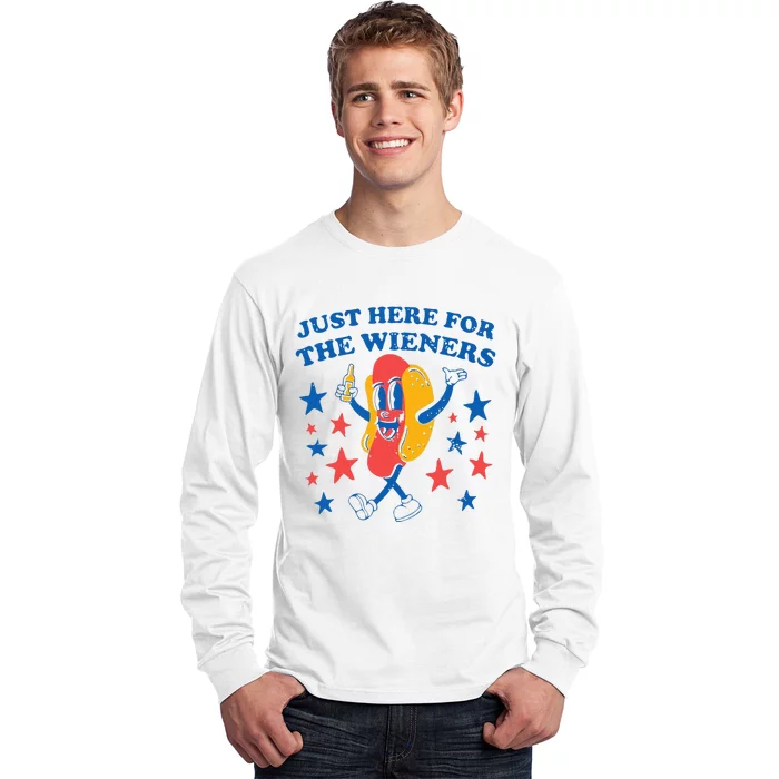 Hot Dog Im Just Here For The Wieners 4Th Of July Long Sleeve Shirt