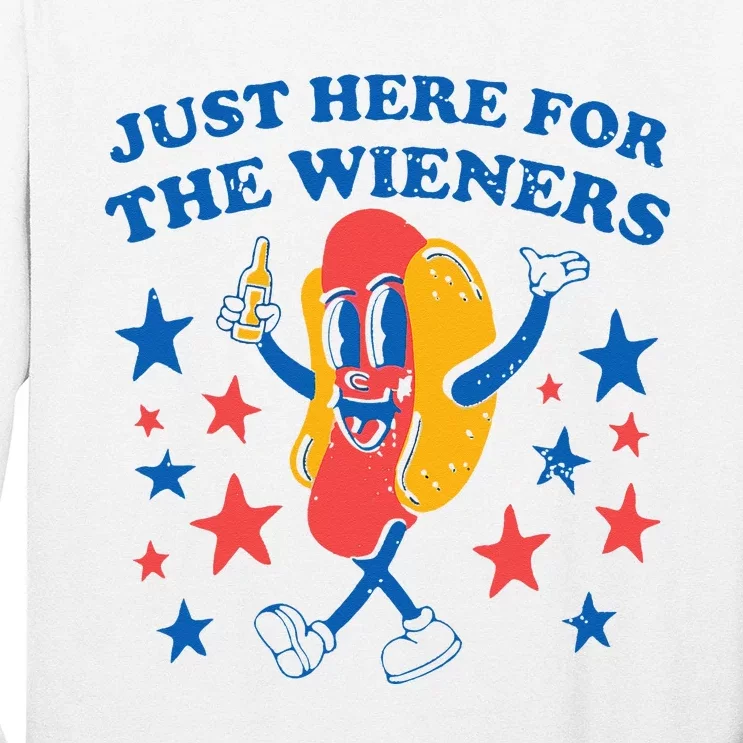 Hot Dog Im Just Here For The Wieners 4Th Of July Long Sleeve Shirt