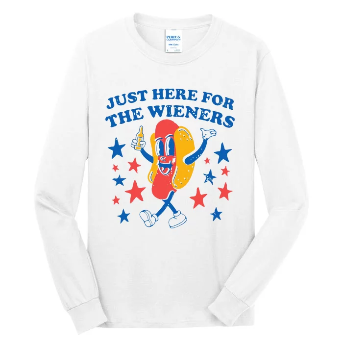 Hot Dog Im Just Here For The Wieners 4Th Of July Tall Long Sleeve T-Shirt