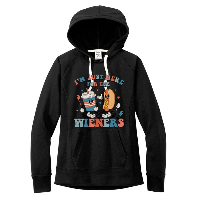 Hot Dog Im Just Here For The Wieners 4Th Of July Men Women Women's Fleece Hoodie