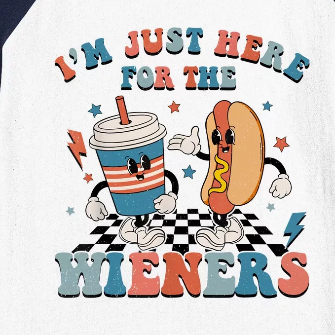 Hot Dog Im Just Here For The Wieners 4Th Of July Men Women Baseball Sleeve Shirt