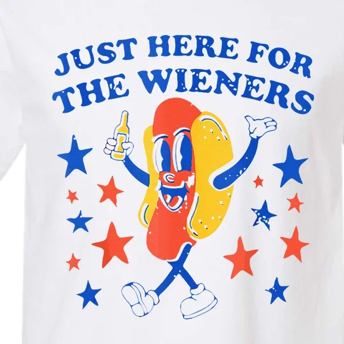 Hot Dog I'm Just Here For The Wieners 4th Of July Funny Garment-Dyed Heavyweight T-Shirt