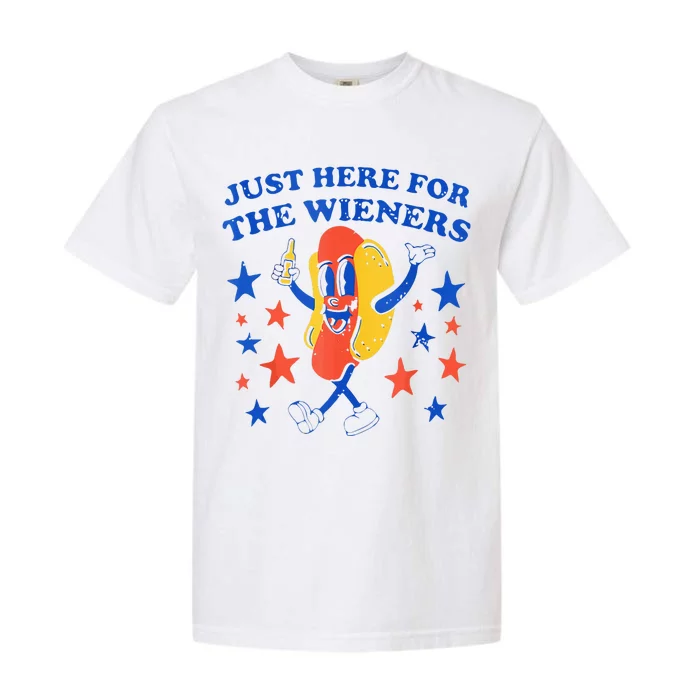 Hot Dog I'm Just Here For The Wieners 4th Of July Funny Garment-Dyed Heavyweight T-Shirt