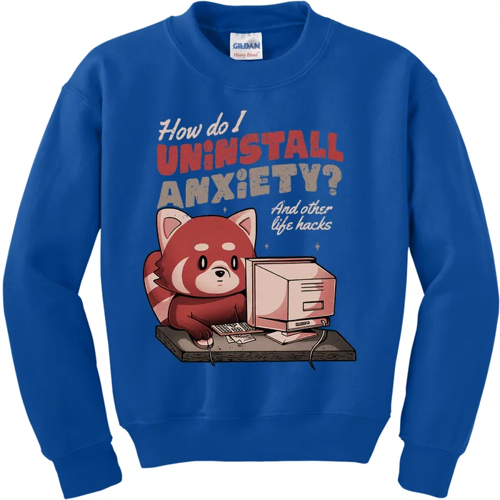 How Do I Uninstall Anxiety Cute Red Bear Kids Sweatshirt