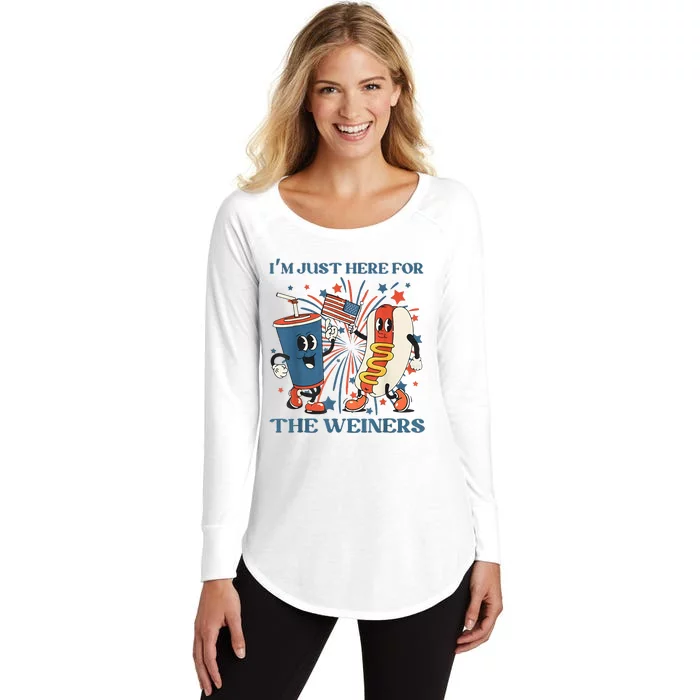 Hot Dog Im Just Here For The Wieners 4Th Of July Women's Perfect Tri Tunic Long Sleeve Shirt