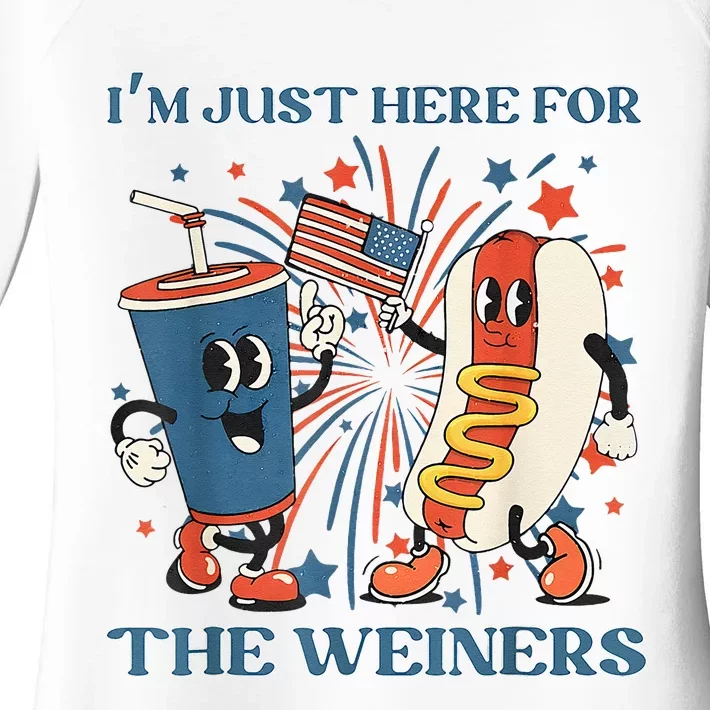 Hot Dog Im Just Here For The Wieners 4Th Of July Women's Perfect Tri Tunic Long Sleeve Shirt