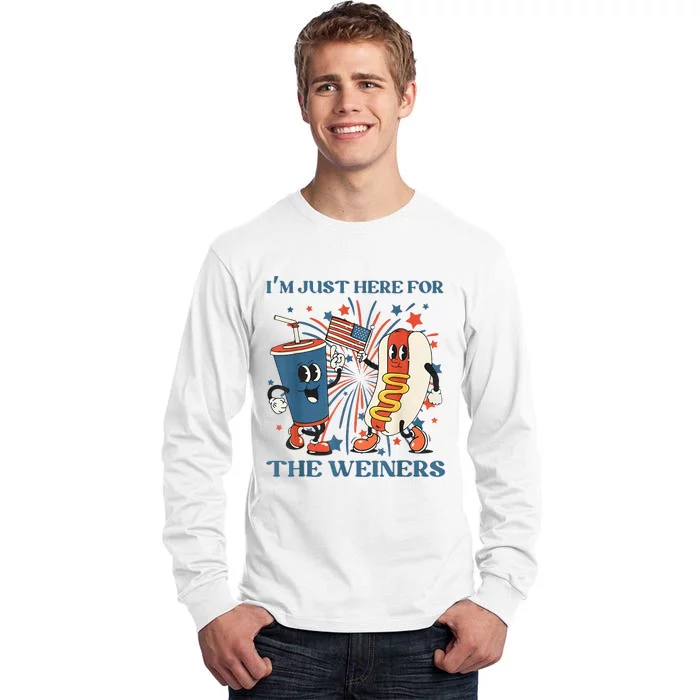 Hot Dog Im Just Here For The Wieners 4Th Of July Tall Long Sleeve T-Shirt