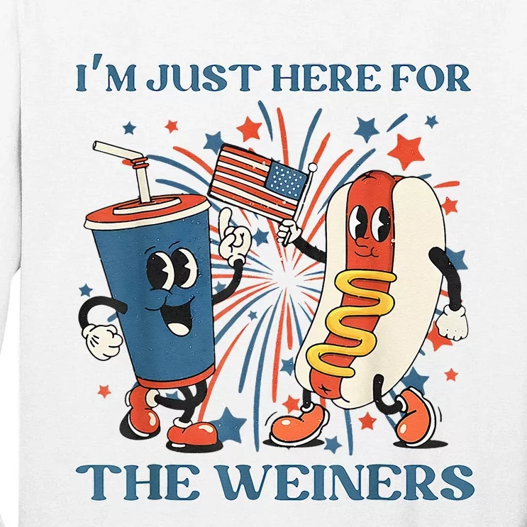 Hot Dog Im Just Here For The Wieners 4Th Of July Tall Long Sleeve T-Shirt