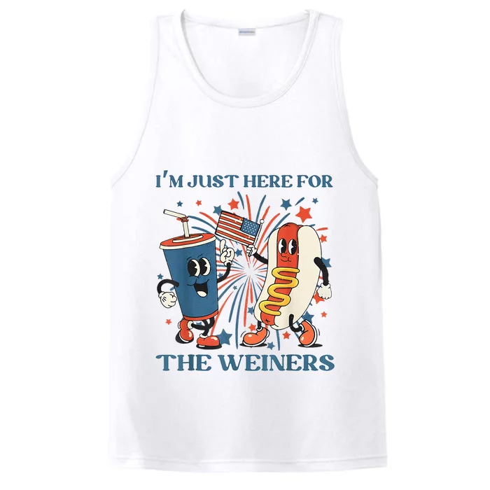 Hot Dog Im Just Here For The Wieners 4Th Of July Performance Tank