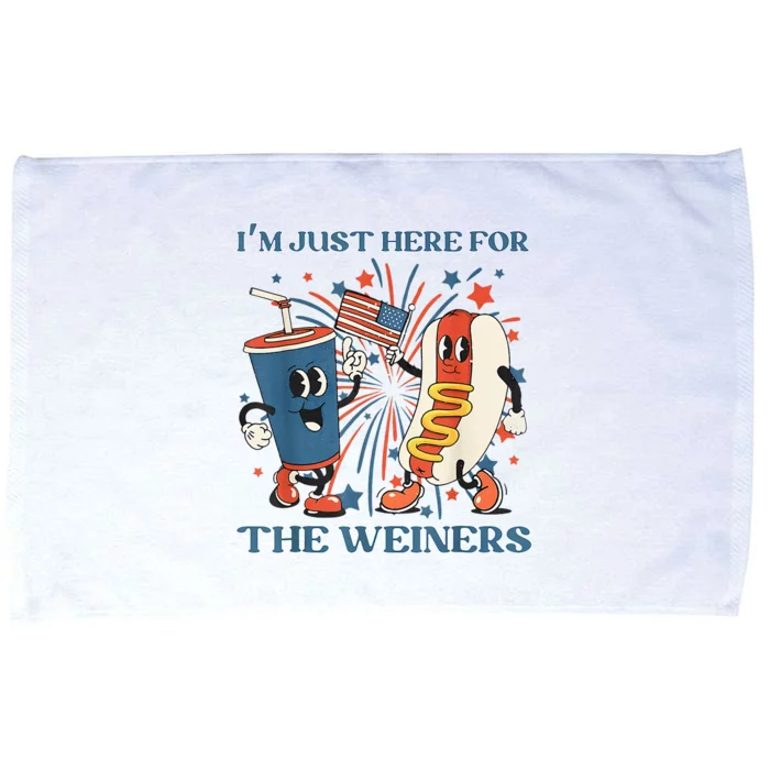 Hot Dog Im Just Here For The Wieners 4Th Of July Microfiber Hand Towel