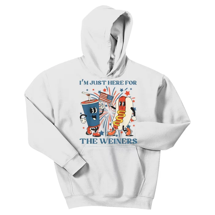 Hot Dog Im Just Here For The Wieners 4Th Of July Kids Hoodie