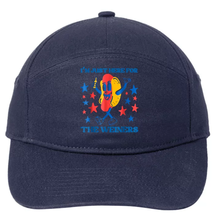 Hot Dog Im Just Here For The Wieners 4Th Of July 7-Panel Snapback Hat