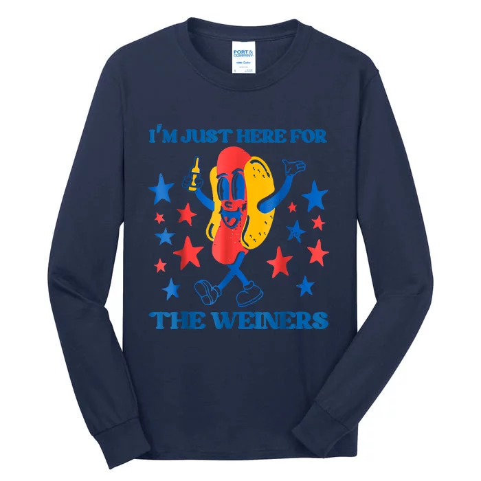 Hot Dog Im Just Here For The Wieners 4Th Of July Tall Long Sleeve T-Shirt