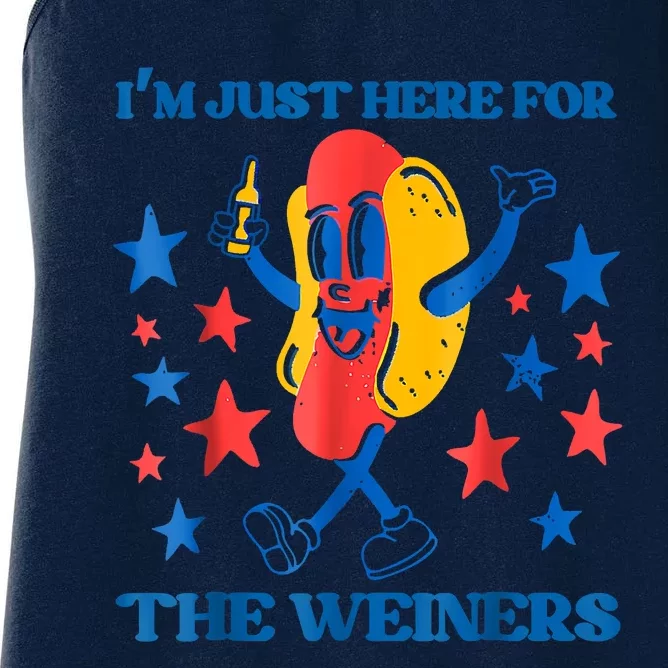 Hot Dog Im Just Here For The Wieners 4Th Of July Women's Racerback Tank