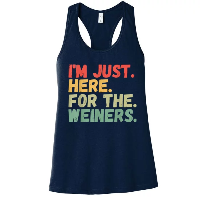 Hot Dog Im Just Here For The Wieners 4Th Of July Women's Racerback Tank