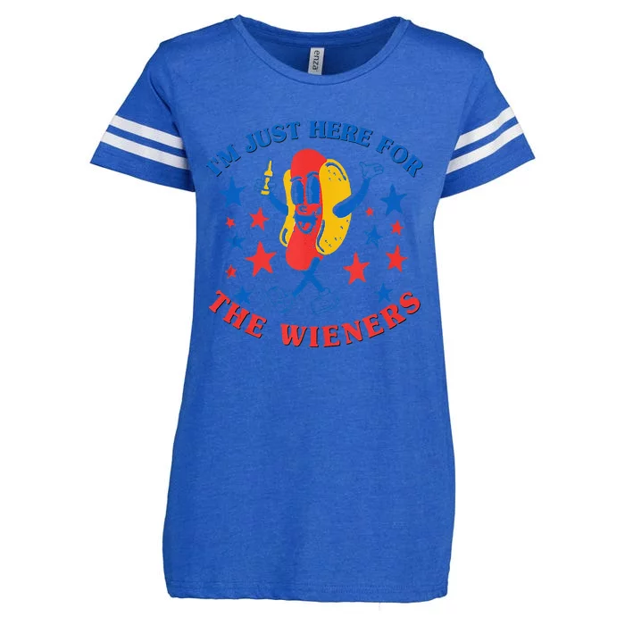 Hot Dog IM Just Here For The Wieners 4th Of July Hot Dog Enza Ladies Jersey Football T-Shirt