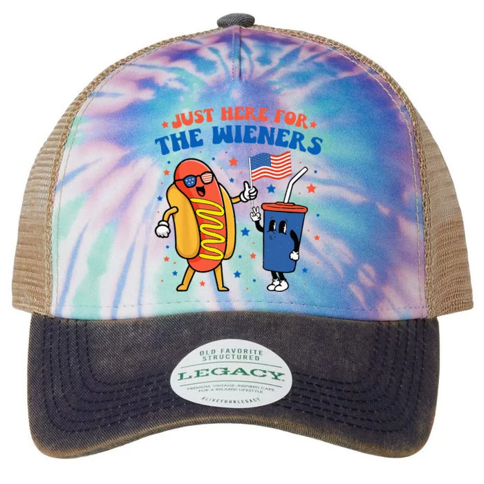 Hot Dog I'm Just Here For The Wieners Funny 4Th Of July Legacy Tie Dye Trucker Hat