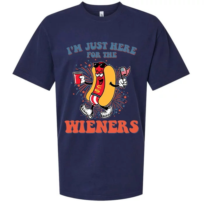 Hot Dog IM Just Here For The Wieners 4th Of July Sueded Cloud Jersey T-Shirt