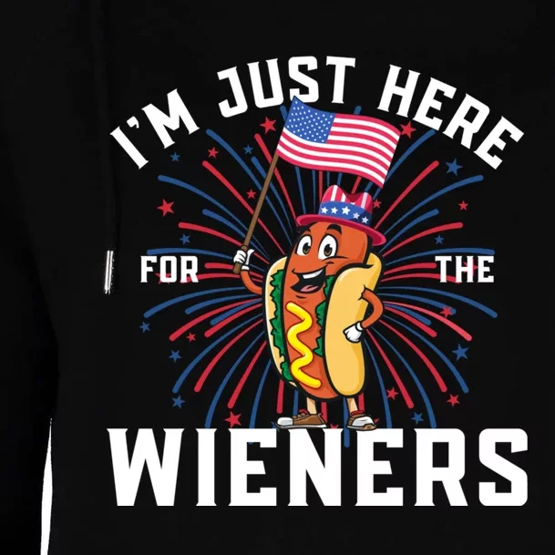 Hot Dog Im Just Here For The Wieners 4Th Of July Womens Funnel Neck Pullover Hood