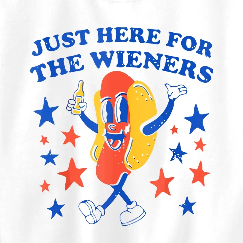 Hot Dog Im Just Here For The Wieners 4th Of July Funny Kids Sweatshirt